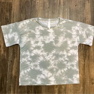 Women’s Green and White Tie Dye T-Shirt Top Size S